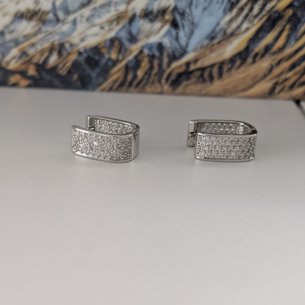 Silver Crystal Encrusted Earrings